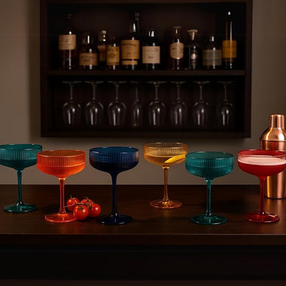 Khen Plastic Acrylic Ribbed Vintage Art Deco Martini, Champagne & Cocktail - Image 8
