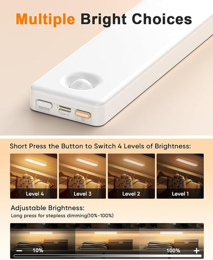 2 Pack Under Cabinet Lighting, Motion Sensor Light Indoor, Rechargeable Closet - Image 5