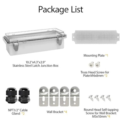 LeMotech Electrical Box, IP67 Waterproof Hinged Clear Cover Stainless Steel - Image 9