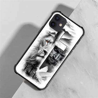 for iPhone 12/12 Pro Case, Lion Cross Jesus Christ Dove Pattern Graphic Design - Image 7