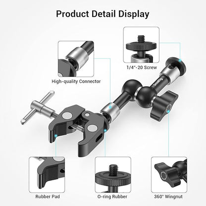 SMALLRIG Super Clamp w/ 1/4" and 3/8" Thread and 5.8 Inches Adjustable Friction - Image 2