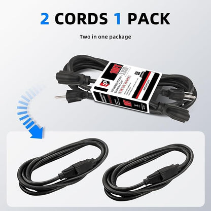 EP 2 Pack 10FT Black Outdoor Extension Cord, 16/3 SJTW Heavy Duty Waterproof - Image 6