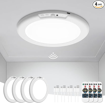 wowatt 4Pcs Battery Operated Ceiling Lights Rechargeable Motion Sensor Light by wowatt