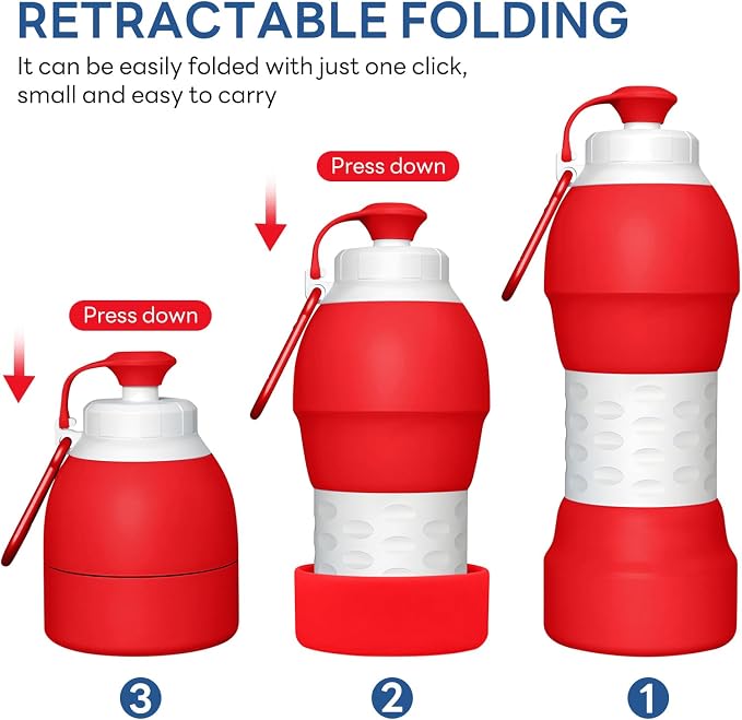 Collapsible Lightweight 20oz Water Bottle, Food-Grade Silicone BPA Free - Image 5