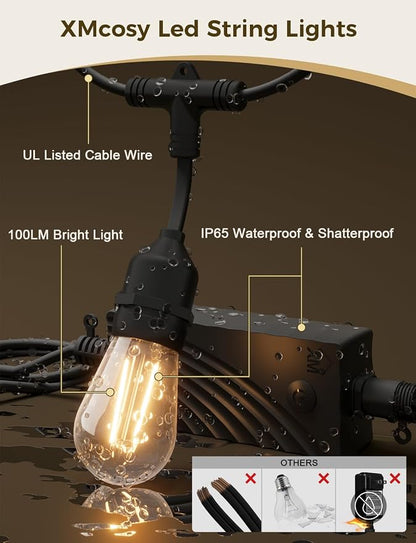 XMCOSY+ Smart Patio Lights 49Ft LED Outdoor String Lights Waterproof IP65 - Image 5