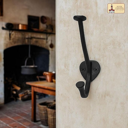 "Mystic Colonial Medieval Cast Iron Wall Hooks � Set of 2 Heavy Duty Dual Hooks - Image 8