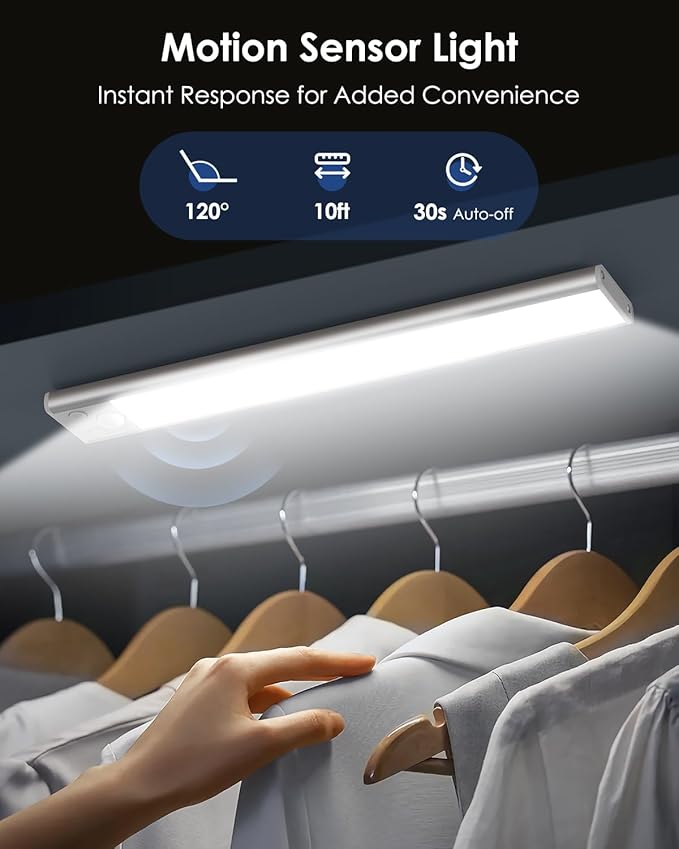 12in Under Cabinet Lighting Wireless, 2500mAh Rechargeable Motion Sensor Lights - Image 2