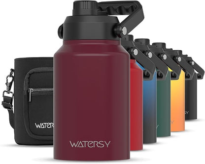 WATERSY Half Gallon Water Bottle Insulated, BPA Free&Leak Proof, 64oz Stainless by Watersy