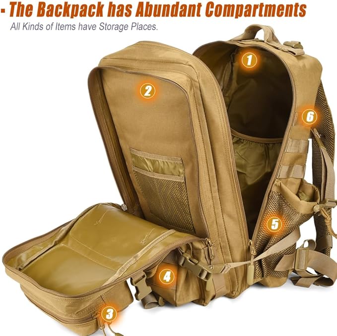 45L Tactical Backpack for Men Women, Military Assault Pack - Image 3