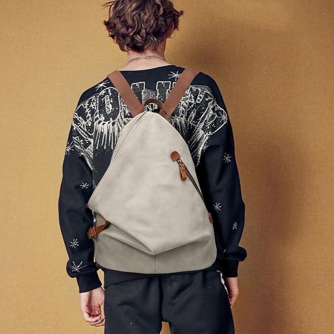 KL928 PU Leather Vintage Backpack – Large Casual Daypack Outdoor Travel - Image 8