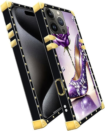 Compatible with iPhone 16 Pro Max Case, High Heeled Purple Diamond Rose Luxury - Image 3