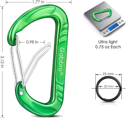 Gabbro Carabiner Clips Heavy Duty 12kN, Wiregate Aluminum Lightweight Caribeener - Image 9