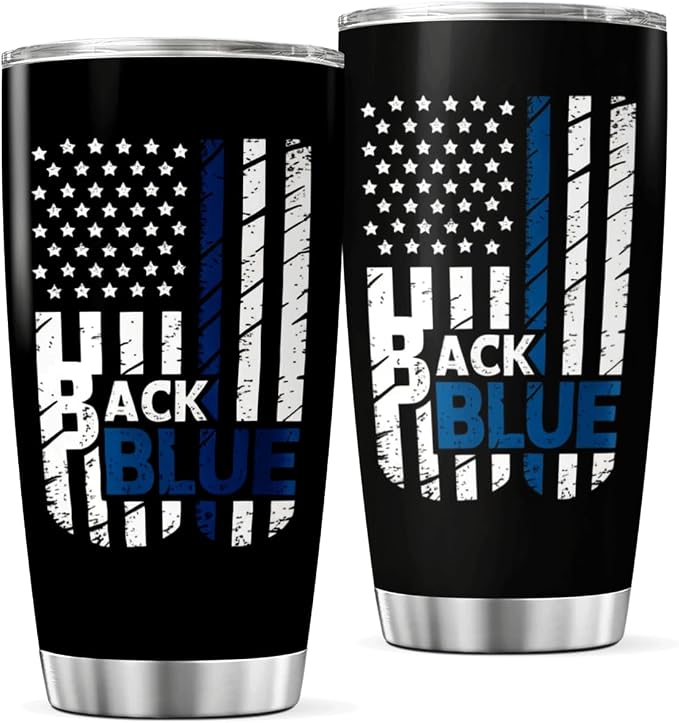 CUBICER Back The Blue American 20 Oz Stainless Steel Tumbler by CUBICER