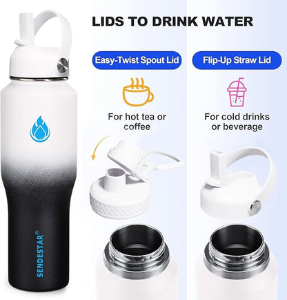 SENDESTAR Water Bottle, Wide Mouth Stainless Steel Vacuum Insulated Double Wall - Image 3
