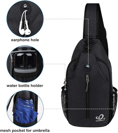 WATERFLY Crossbody Sling Backpack Sling Bag Travel Hiking Chest Bag Daypack - Image 5