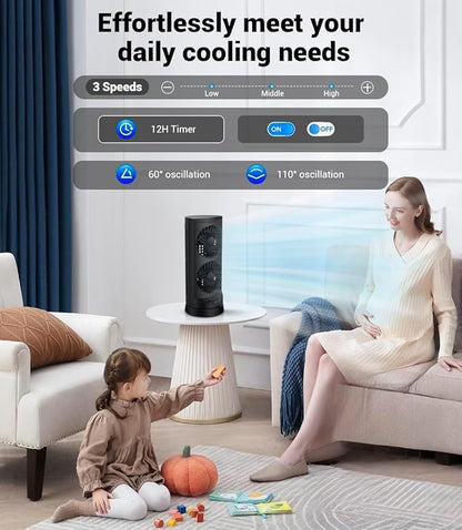 Personal Tower Cooling Fans that Blow Cold Air, Standing Small Desk Fan - Image 5