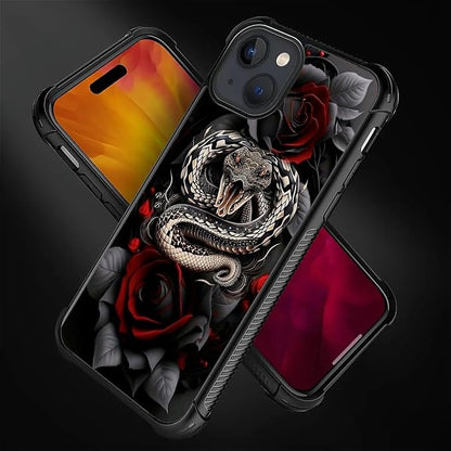 for iPhone 15 Plus Case, Entwined Rose Snake Pattern Graphic Design Girl Boy - Image 4