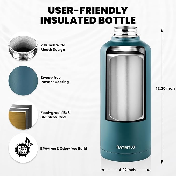 RAYMYLO Insulated Water Bottle 87 oz, Triple Wall Vacuum Stainless Steel - Image 5