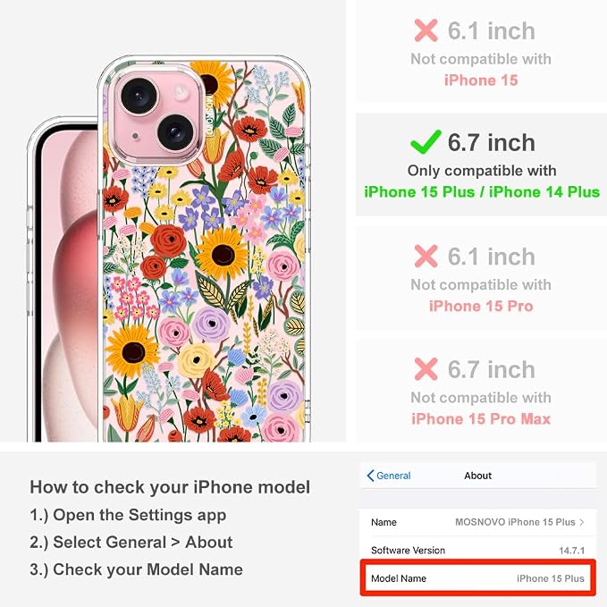 MOSNOVO Case for iPhone 15 Plus/iPhone 14 Plus - Image 2