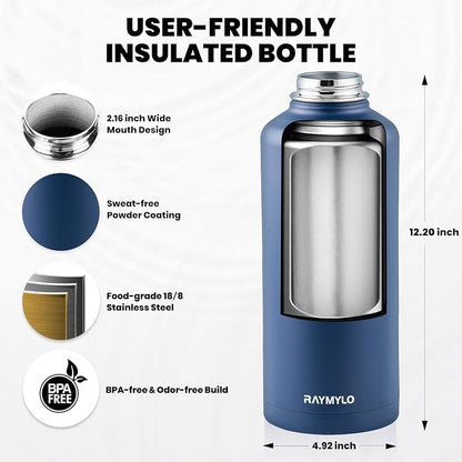 RAYMYLO Insulated Water Bottle 87 oz, Triple Wall Vacuum Stainless Steel - Image 4