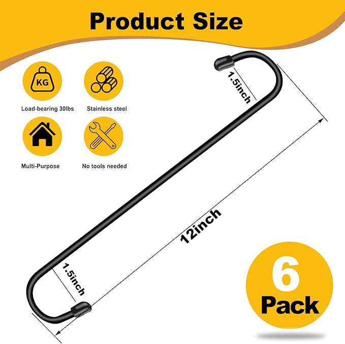 Dpyrrhic 6 Pack 12 Inch Large S Hooks - Image 2