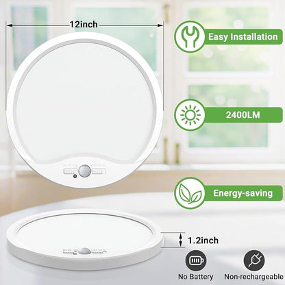zemty 2Pack 12inch Motion Sensor Ceiling Lights Wired, 24W 2400lm 3CCT/3 - Image 5