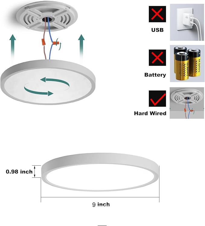 9 Inch Motion Sensor Ceiling Light Indoor, Motion Sensor Fixture Indoor - Image 4