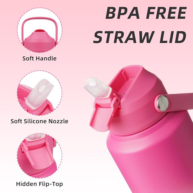 BJPKPK Water Bottle with Straw Lid, 32oz Vacuum Insulated Water Bottles - Image 2