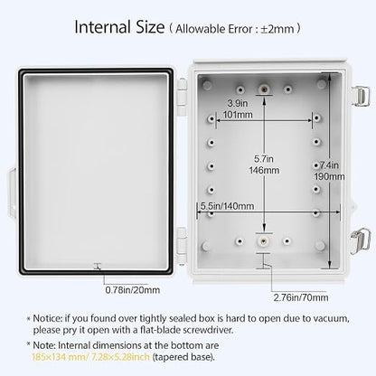 LeMotech Electrical Box, IP67 Waterproof Hinged Cover Stainless Steel Latch - Image 5