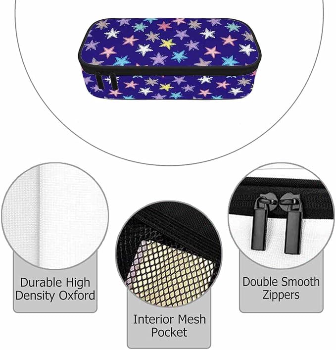 Colorful Stars Pencil Case Woven Stars Purple Blue Red Pencil Bag Pouch Box - Image 3