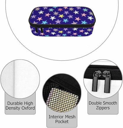 Colorful Stars Pencil Case Woven Stars Purple Blue Red Pencil Bag Pouch Box - Image 3
