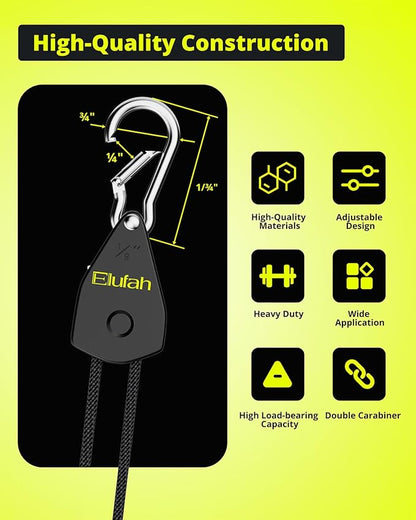 Longer 10ft 1/8" Ratchet Straps Hanger Rope Tie-Down Ratchet Outdoor Windproof - Image 2