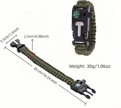 Chinshwehaw 5 in 1 Survival Bracelet-Fire Starter, Loud Whistle, Paracord Rope - Image 3