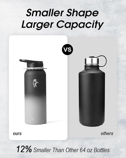 Coolflask Water Bottle with Straw, 40 oz Insulated Metal Water Flask with Straw - Image 3