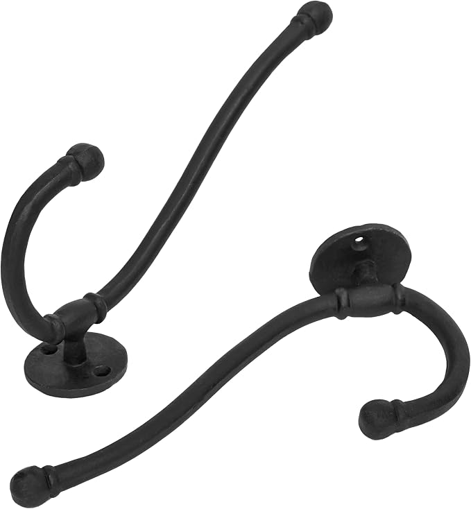 Mystic Colonial Rustic Cast Iron Wall Hooks, Heavy Duty Retro Utility Hanger - Image 5