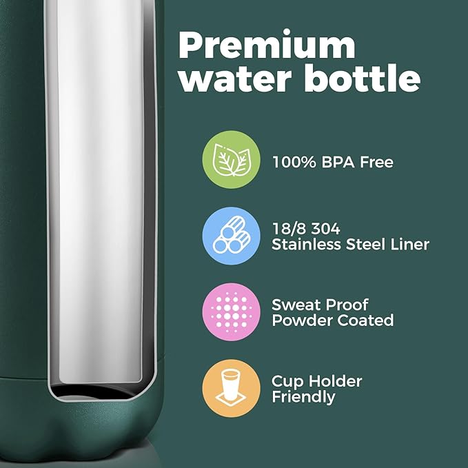 Volhoply 17oz Stainless Steel Water Bottles Bulk, Leakproof Insulated Metal - Image 4