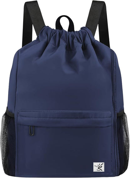 Drawstring Backpack with Mesh Pockets String Gym Bag Sackpack Sandproof Water by Risefit