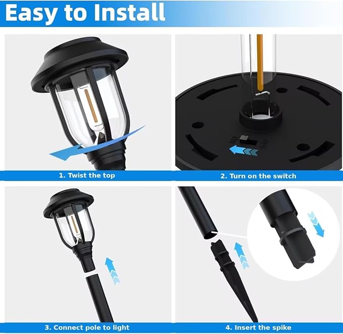 Solar Lights Outdoor 8 Pack, Cool White Solar Pathway Lights, Auto On/Off - Image 6