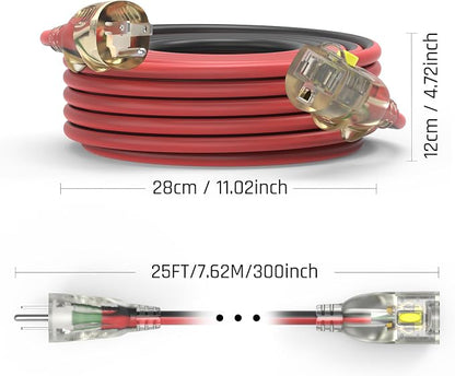 25FT 14/3 Gauge Medium Duty Outdoor Extension Cord Waterproof - Image 8