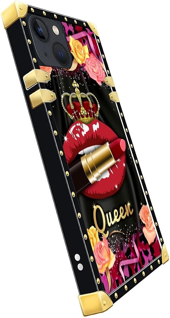 Compatible with iPhone 13 Case, Queen Lip Crown Leopard Print Luxury Golden - Image 4