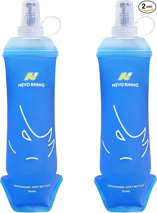 N NEVO RHINO 2PCS Soft Flask, 17oz/500ml TPU Running Water Bottle by NNEVORHINO