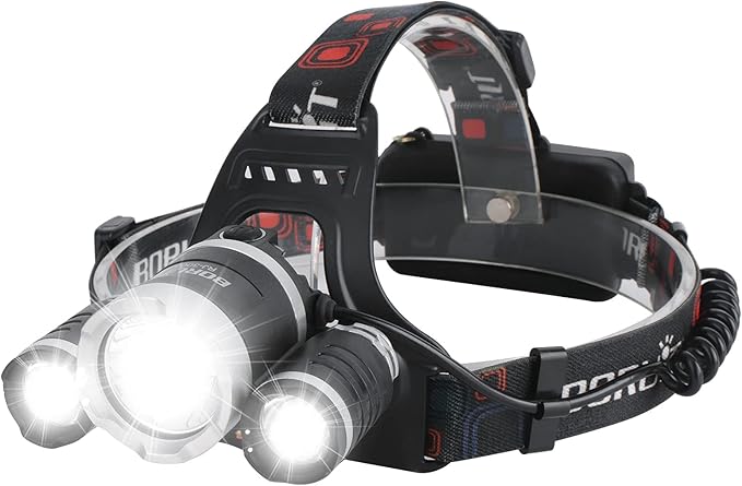 BORUIT RJ-3000 Headlamp Rechargeable, LED Head Lamp Super Bright by BORUIT