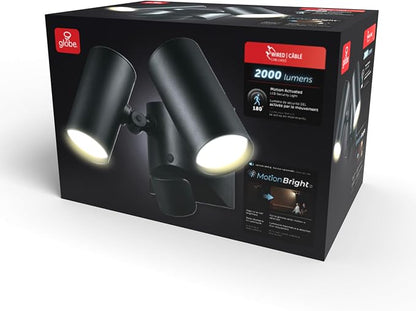 Globe Electric 180-Degree 22W Twin Head Black Hardwired Motion Activated - Image 12