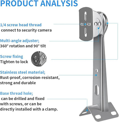 ZT-NET Security Camera Corner Pole Mounting Bracket Stainless Steel Mount - Image 5