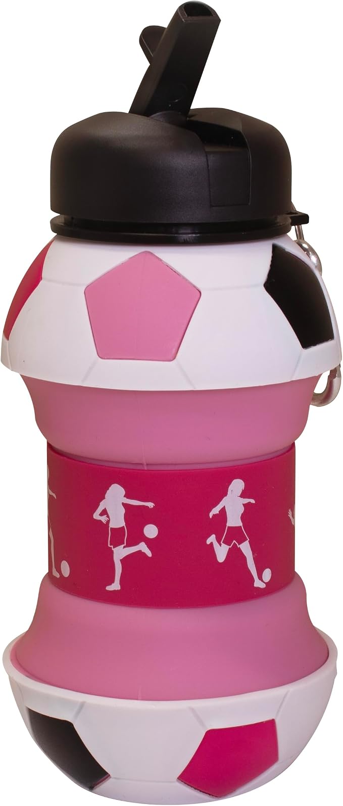Maccabi Art Clip-On Collapsible BPA-Free Silicone Pink Soccer Ball Water Bottle - Image 6
