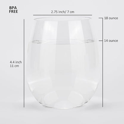 KOXIN-KARLU Classic 18-ounce Acrylic Stemless Wine Glasses, Unbreakable Mixed - Image 2