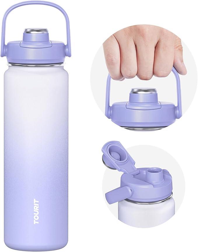 TOURIT 24 oz Insulated Water Bottle, Stainless Steel Sports Water Bottles by TOURIT