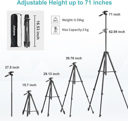71" Camera Tripod, Versatile Cell Phone Tripod - Image 4