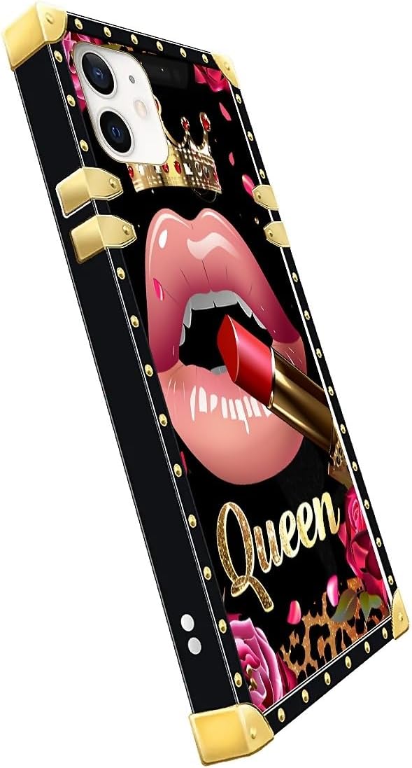 Compatible with iPhone 11 Case, Glitter Red Rose Queen Leopard Lipstick Luxury - Image 4