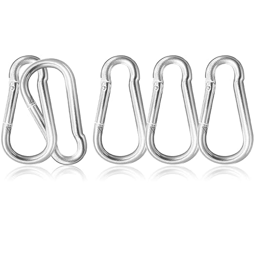 5 Pack 3.9" Heavy Duty Carabiner Clips, M10 Sliver Galvanized Steel Spring Snap by SEUNGCH